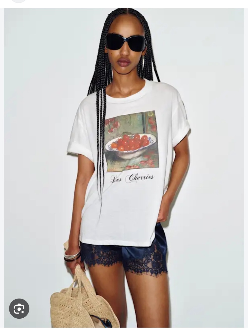 Reformation Liam Les Cherries Tee Sz M